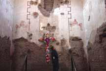 Diana looking around inside Tumacacori Mission
